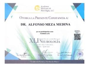 Certificado del Dr. José Alfonso Meza Medina
