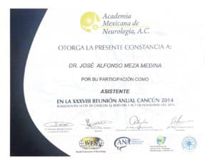 Certificado del Dr. José Alfonso Meza Medina